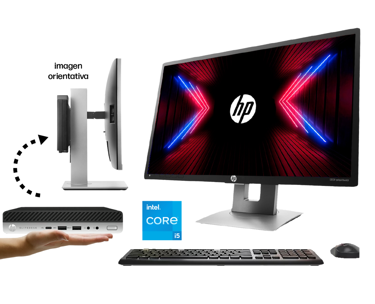 Pack Hp Prodesk 600 G3 + Elitedisplay E202 / Core I5 6500t 2,5ghz / 8Gb ram / 256Gb ssd / wifi / 20" HD+ IPS / Win 10 Pro  ¡Liquidación!